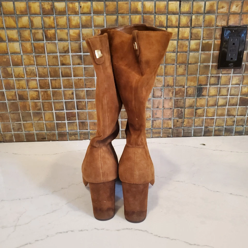 Botas Lauren Ralph Lauren Artizan 7.5 marrom camurça desleixada clássica preppy chique - Imagem 3 de 4