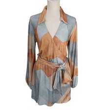 Show Me Your Mumu Patsy Geometric Print Faux Wrap Dress With Tie Waist Size S