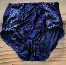 VTG Satin Panties Satin Brief Second Skin L SILKY BLUE