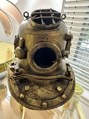 Vintage Style Deep Sea Diving Helmet Decor Bronze Finish Nautical Sculpture