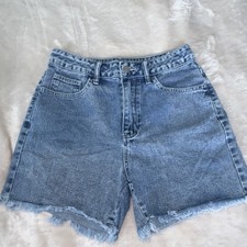 SHEIN Blue Denim Cut Off Shorts Frayed Hem Pockets Women's Size S