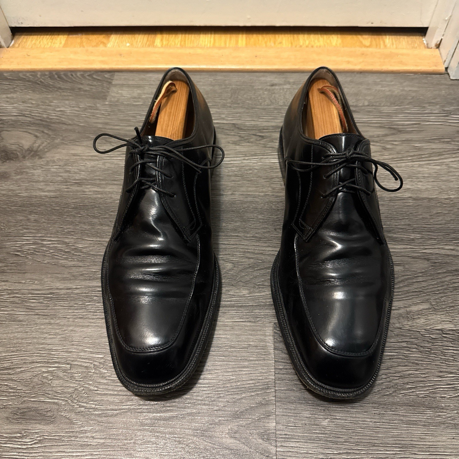 Salvatore Ferragamo Dress Shoes Mens 11 D Leather Oxford Lace Up Low Top Black