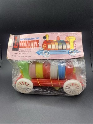 Vintage Toy Locomotive Train Hong Kong NOS Pull Apart Educational Toy