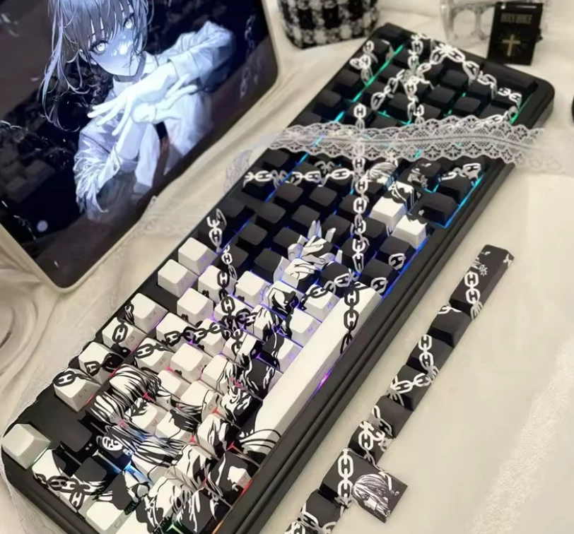 Makima Anime CHAINSAW MAN Anime Keycaps Cartoon 129 Keys PBT Keycap - Image 3 of 4