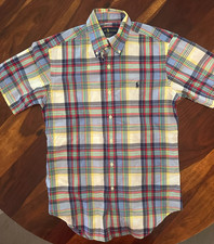 Polo Ralph Lauren Plaid Oxford Shirt Men s Small Short Sleeve Preppy Classic Fit