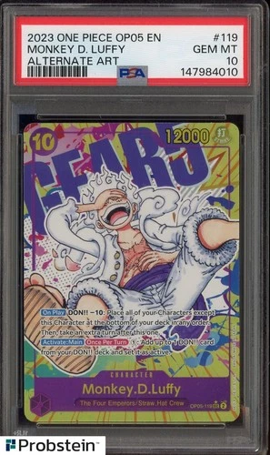 2023 One Piece OP05 EN #119 Monkey.D.Luffy Alternate Art PSA 10 GEM MINT