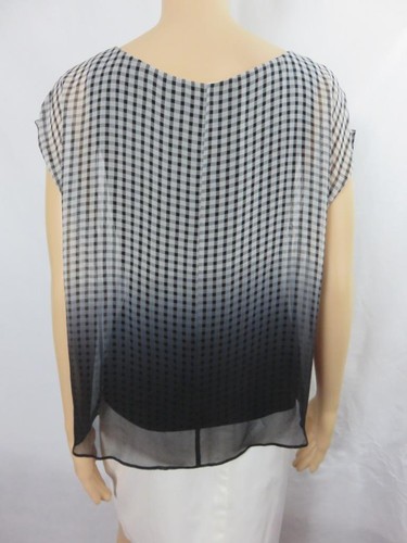Bailey 44 Vanishing Act Top schwarz kariert Ombre-Design Seide Größe S neu mit Etikett 188 $ - Bild 2 von 7