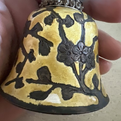 19th-Century Chinese Enamel Bell With a Blue Peking Glass Hat Rank Badge *RARE* - Picture 7 of 12