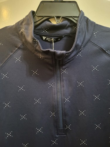 LEVELWEAR Men's Golf 1/4 Zip Long Sleeve Golf Shirt Size L Navy Blue NWT - Picture 2 of 7