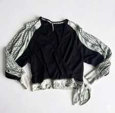 Free People Movement Wrap Top - Black Floral Mixed Print - Size S