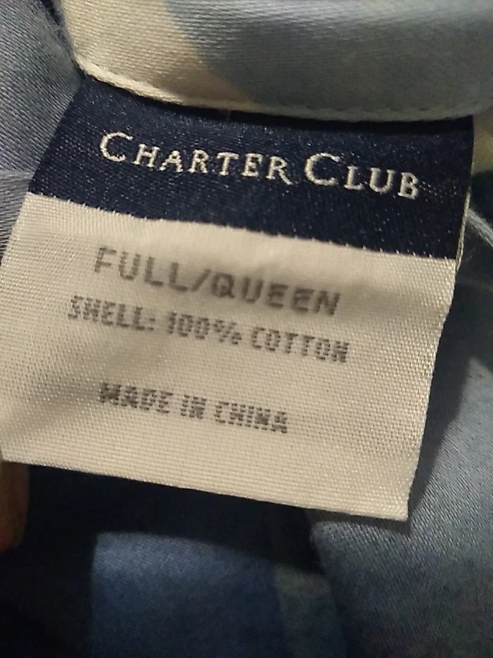 Funda nórdica Charter Club Gingham bloque de color azul blanco tamaño completo/queen Foto 4 de 4