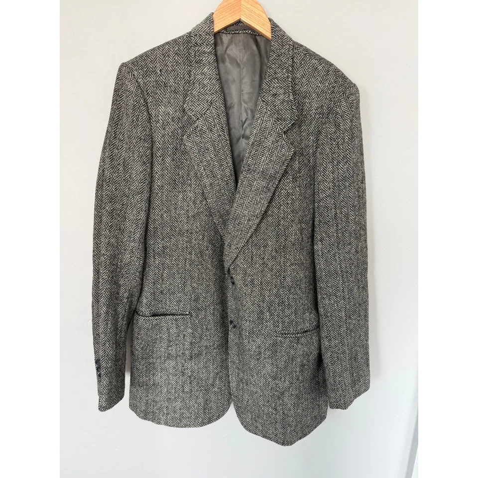 Jaqueta Harris Tweed Blazer de Lã Espinha de Arenque Tecido à Mão Casaco Esportivo Clássico Masculina 44L - Imagem 2 de 4