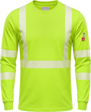 FR Tee Shirts High Visibility Lightweight 6Oz Long Sleeve Hi-Vis Flame Resistant