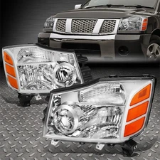 FOR 04-15 NISSAN TITAN/-07 ARMADA CHROME HOUSING AMBER CORNER HEADLIGHT HEADLAMP
