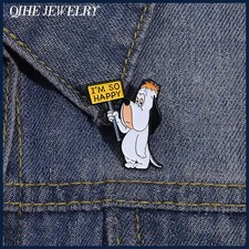 Cartoon Cute Dog I  m So Happy Enamel Pins Funny Animation Brooches Backpack