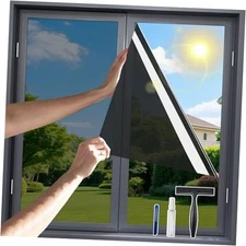 One Way Privacy Window Film with 3 Tools,Heat 17.5Inchx78.7Inch Nocturnal Black