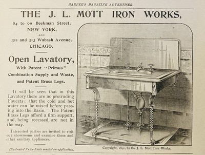 1893 AD.(N32)~J.L. MOTT IRON WORKS, NYC. OPEN LAVATORY