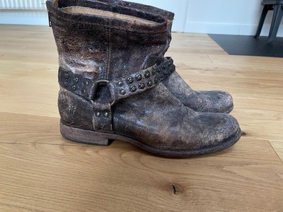 Frye Womens 76492 Phillip Studded Harness Distressed Leather Biker Boots Sz 9.5 