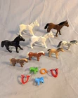 Vintage Lot of 8 Geobra Playmobil Horses Ponys Foal Black Brown White ca. 2000
