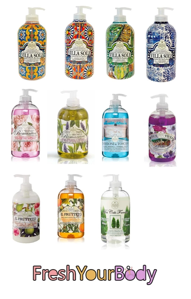 NESTI DANTE Liquid Soaps Dolce Vivere/Romantica/IL Frutteto/Villa Sole 500ml