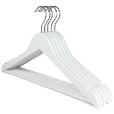 10 - 20 WHITE WOODEN COAT HANGERS SUIT TROUSER GARMENT CLOTHES COAT HANER BAR