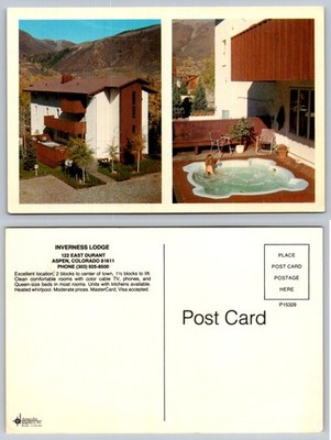 Inverness Lodge Aspen Colorado Postcard Vintage Photochrome Hot Tub Ski Resort