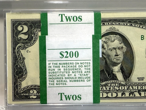 $2 2009 Federal Reserve Notes New York "BRICK" 100 Sequential 65 Gem UNC PPQ - Picture 3 of 5