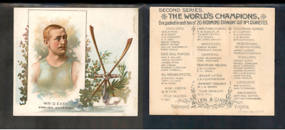 vintage an•an no.43 1889 N43 Allen & Ginter The World Champions '' Wm G. EAST