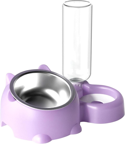 Cat Food and Water Bowl Set Dog Dish with Water Dispenser Double Dog Cat Bowls A