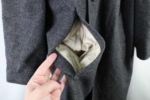 Vintage 60s Rockabilly Mens 44R Distressed Reversible Wool Trench Coat USA - Picture 5 of 21