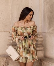Zara Ruffles Printed Tulle Dress New