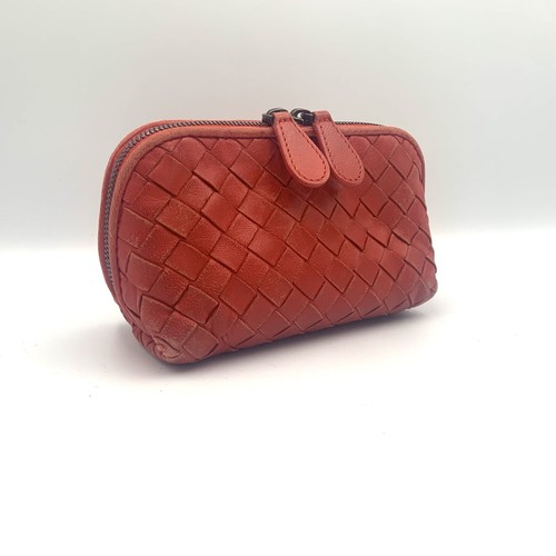 Bottega Veneta minipouch Leather Red cosmetic pouch Authentic - Picture 2 of 17