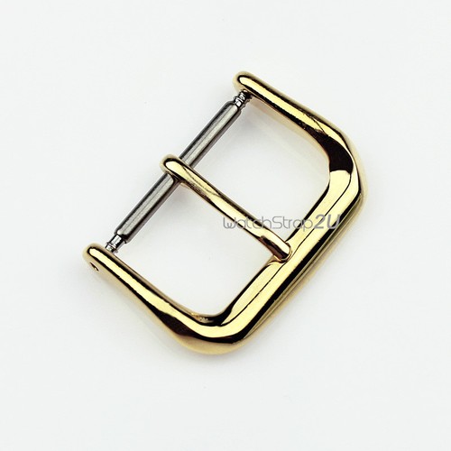 Gold Solid Stainless Steel Polished Watch Band Strap Pin Buckle Clasp 10~20 mm - Picture 3 of 3