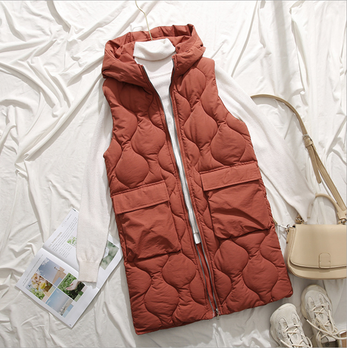 Damen Daunen Baumwolle Ärmellose Weste Puffer Mantel Jacke Lange Weste Parka - Bild 8 von 15