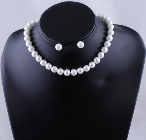 Collar Gargantilla de 16" con Cierre + Plata Esterlina 925 Pendientes Perla Inmitida - Imagen 5 de 7