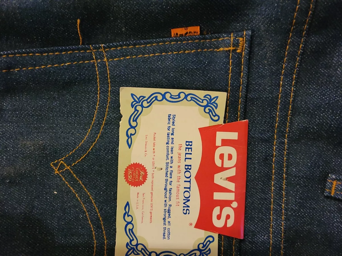 Vintage New Levis 646 Bell Bottoms Denim Jeans 42X30 Made in USA Orange Tab 70s