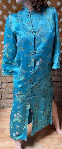 Fabulous VINTAGE Chinoiserie Satin DUSTER Jacket Size Small - Picture 13 of 24