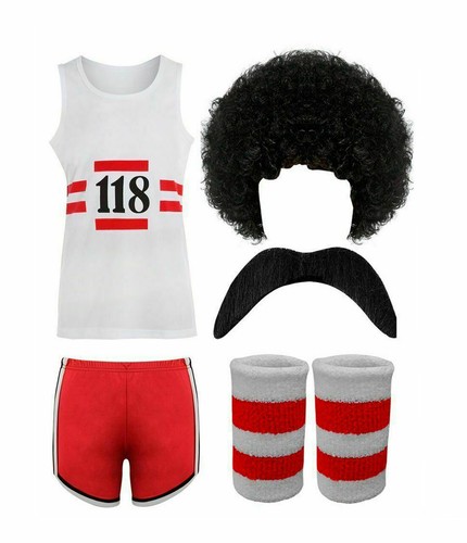 118 Fancy Dress Men Women Costume Marathon Retro Vest Top Short 4 pcs Outfit Lot - Picture 8 of 9
