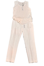 Elie Tahari white Pants & shirt w laces outfit Size 14 top & trousers $376- New