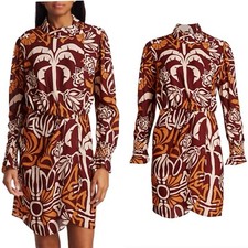 Johanna Ortiz COLORS & POSSESSION PRINTED WRAP DRESS WINE MANGO ORANGE 10 Palm 