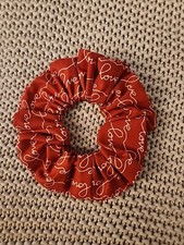 Handmade Hair Scrunchie Red with White Love Writing theme