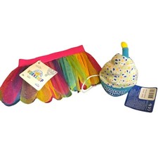 Build a Bear Rainbow TuTu and Blue Happy Birthday Cupcake NWT
