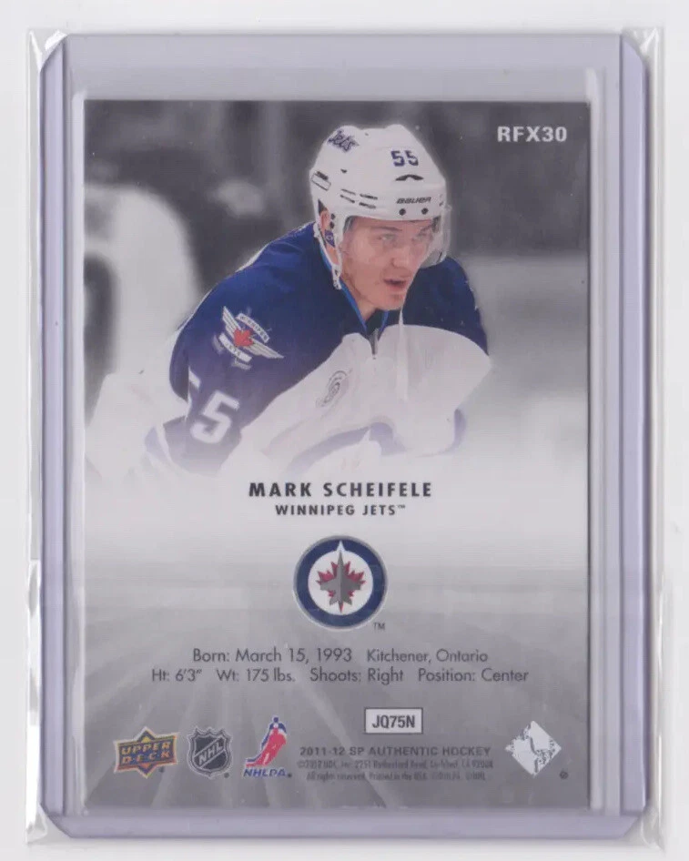 2011-12 UD SP AUTHENTIC ROOKIE HOLO FX INSERT MARK SCHEIFELE #RFX30 WINNIPEG JET - Image 2 of 2