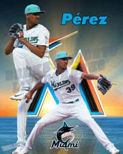 Miami Marlins Lithograph print of Eury Pérez 2023