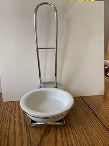 Pampered Chef Spoon Rest / Holder w/Dish - Chrome and ...