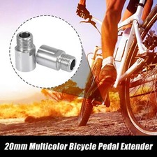 1 Pair Silver Tone Bicycle Pedal Extender Adapter 20mm for 9/16" Cranks Bike