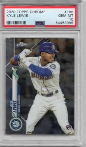 2020 Topps Chrome Kyle Lewis PSA 10 GEM MT #186 Rookie Card - Picture 1 of 2