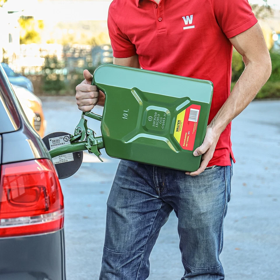 WALTER Benzinkanister 10L mit flexiblem Trichter, aus Metall, beschichtet - Bild 2 von 4