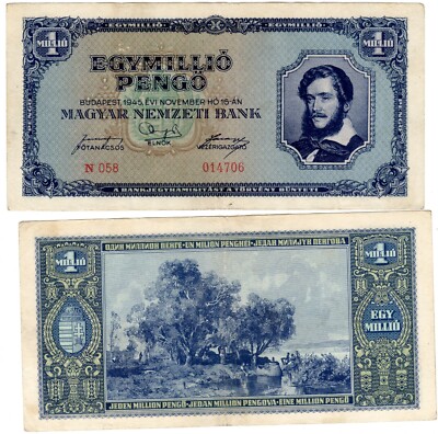 UNGARN HUNGARY Banknote 1 Million PENGO 1945 P122 HyperINFLATION GUTER ZUSTAND