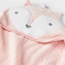 NEW Cloud Island Baby Fox Pink Hooded Bath Towel Cotton 30"x30" Infant One Size